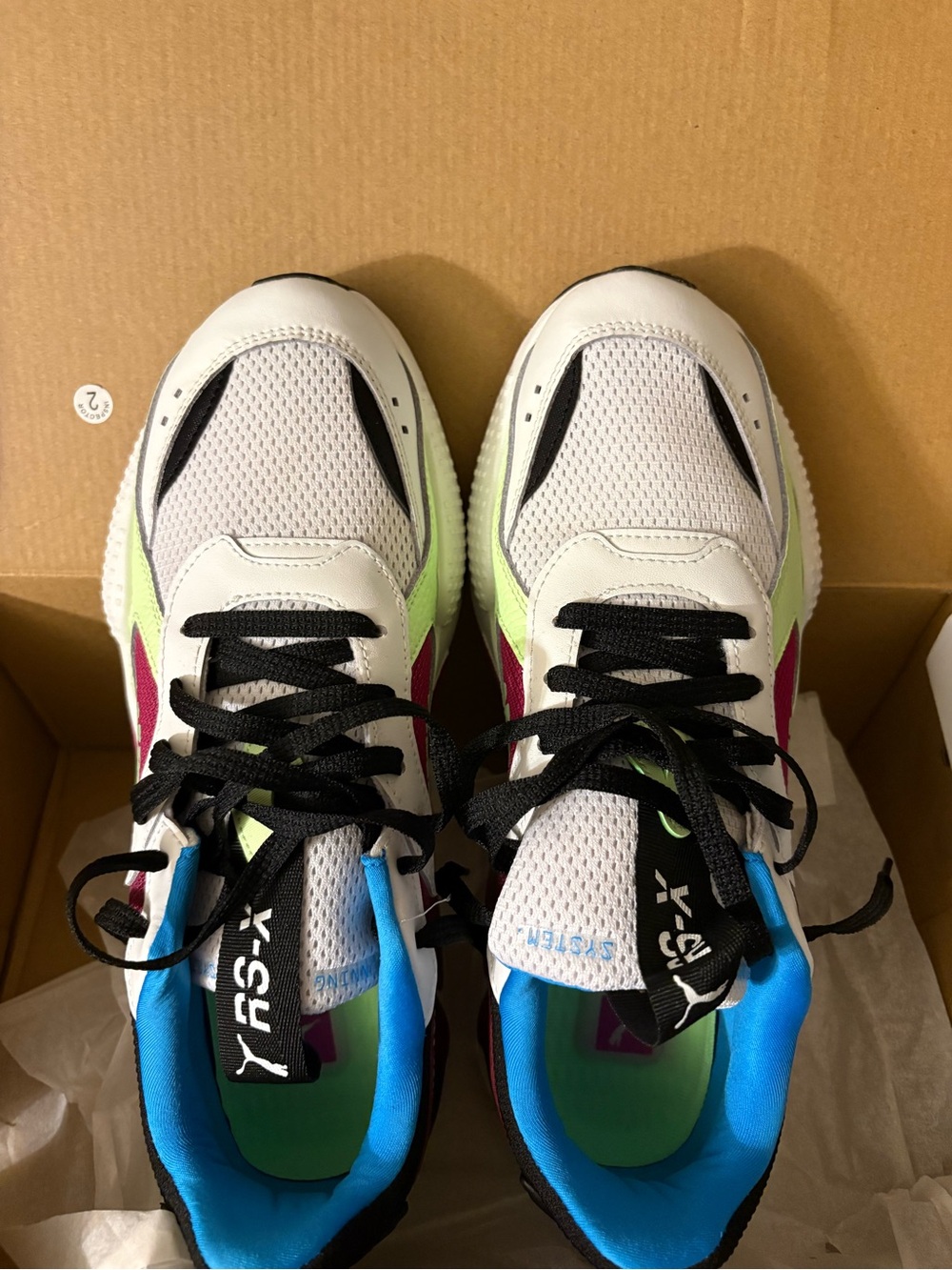 PUMA RS-X Blaster Men’s Low Top Mesh Lace-Up Sneakers White Lime size 11.5 - Picture 2 of 10